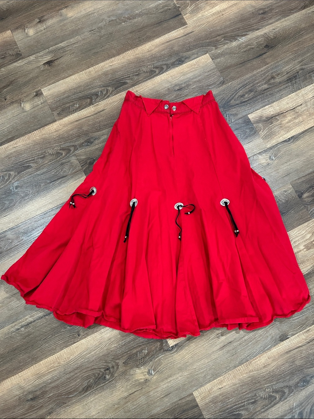 Vintage Circle T by Marilyn Lenox Red Concho Western Rodeo Skirt Womens 13/14 - Picture 7 of 14